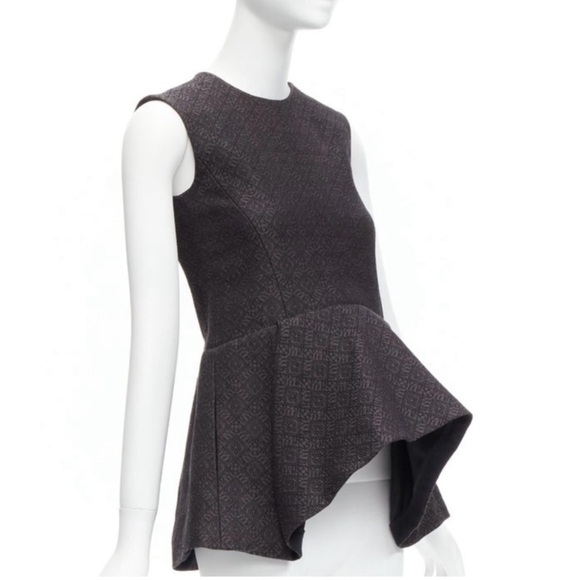 Celine Tops - CELINE Phoebe Philo black cotton jacquard waterfall peplum top size 40/US10